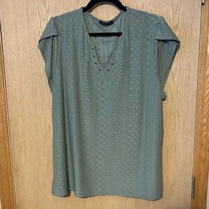 Elegant Green Eyelet Blouse